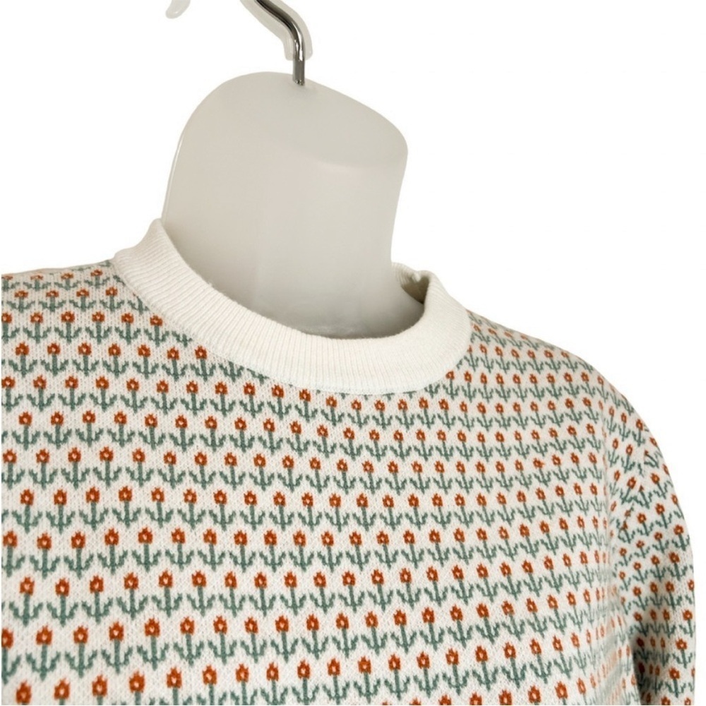 Vintage Inspired Floral Fair Isle Knit Sweater Cottagecore size 12 - Picture 3 of 3